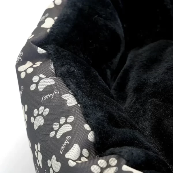 Culcus moale cu perna, pentru caine/pisica, culoare negru, impermeabil, baza antiderapanta, 50 cm-Airmax