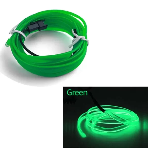 Fir Neon Auto "EL Wire" culoare Verde, lungime 2M, alimentare 12V, droser inclus-Airmax