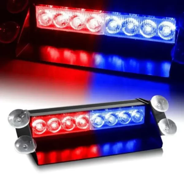 Lampa stroboscopica LED, montaj in parbriz, 8W, culoare Rosu - Albastru-Airmax