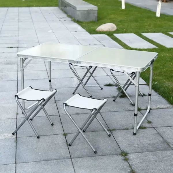 Masa turistica pliabila din aluminiu cu 4 scaune, 120 x 60cm-Airmax