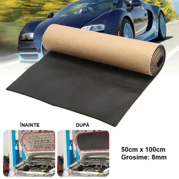 Material insonorizant auto cu exterior textil tip MOCHETA (50cm x100 cm x 8mm)-Airmax