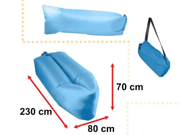Saltea Autogonflabila "Lazy Bag" tip sezlong, 230 x 70cm, culoare Albastru, pentru camping, plaja sau piscina-Airmax
