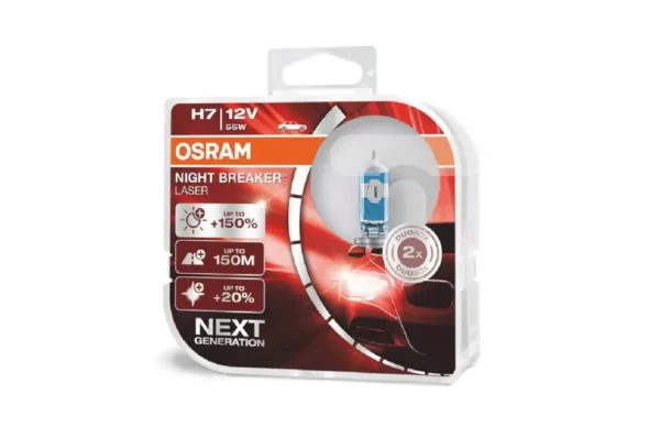 Set 2 becuri auto cu halogen Osram H7 12V 55W PX26d Night Breaker Laser +150%-Airmax