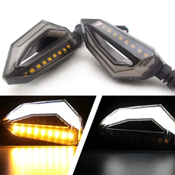 Set 2 lampi Semnalizare Moto cu LED, cu 2 functii, pozitie si semnalizare, 12V-Airmax