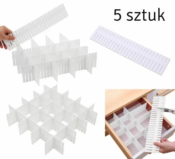 Set 5 separatoare de sertare, modulare, din plastic pentru cosmetice, sosete sau lenjerie intima-Airmax