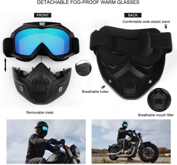Masca de Protectie cu Ochelari Detasabili, cu destinatie Moto, ATV, SSV, QUAD-airmax
