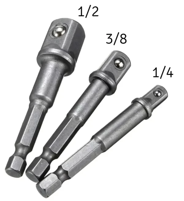 Set 3 adaptoare pentru scule de mana, dimensiunile 1/2, 3/8 și 1/4-airmax