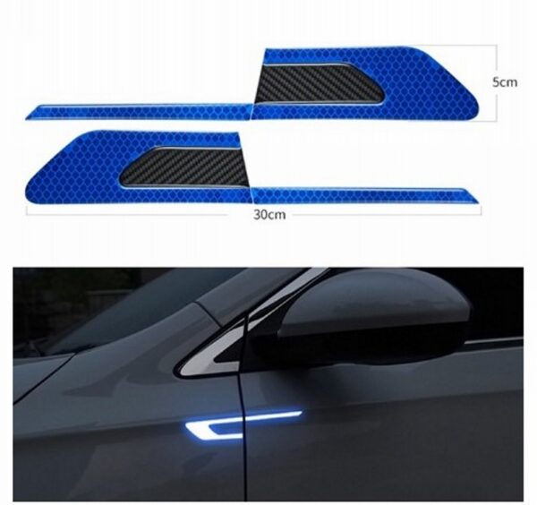 Set 2 stickere reflectorizante BUMERANG cu insertie Carbon 5D, culoare Albastra