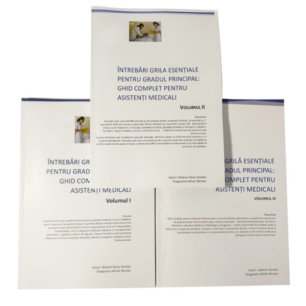 Pachet carti cu Întrebări Grilă Esențiale pentru Gradul Principal: Ghid Complet pentru Asistenți Medicali - Volumele I, II și III