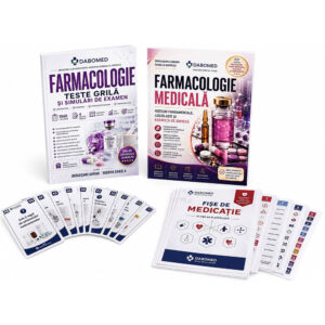 Pachet Complet de Farmacologie – 2 Cărți + 50 Cartonașe + 15 Fișe A4 Plastificate